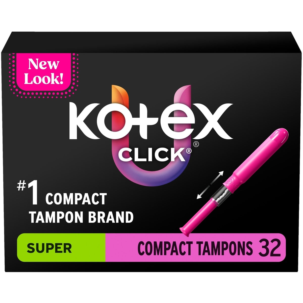 Click Compact Tampons, Super, 32 ct
U By Kotex