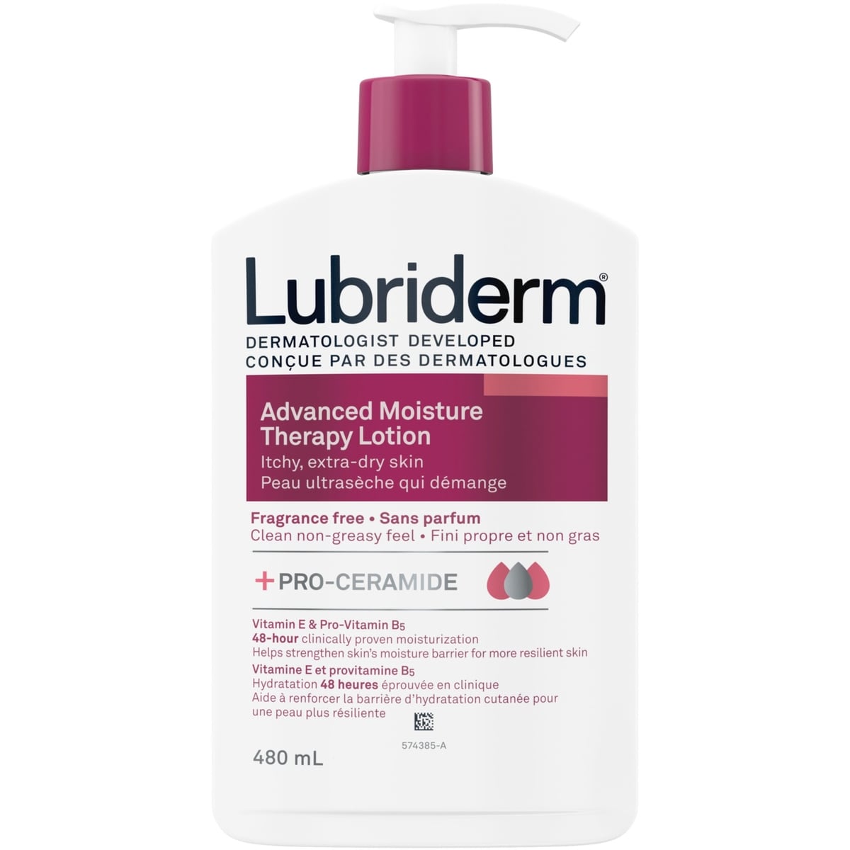Lubriderm Advanced Moisture Therapy Lotion, Vitamin E, Pro- Vitamin B5, Pro Ceramide, Dry Skin, Fragrance Free