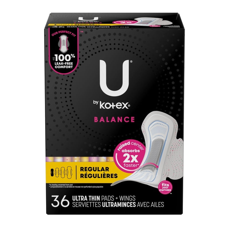 U by Kotex Balance Ultra Thin Pads with Wings, heavy Absorbency, 36 Count