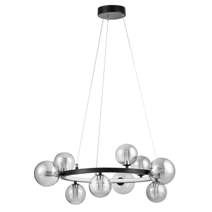 LIGHTICA LUNA PENDANT BLACK LED SMOKED GLOBES
