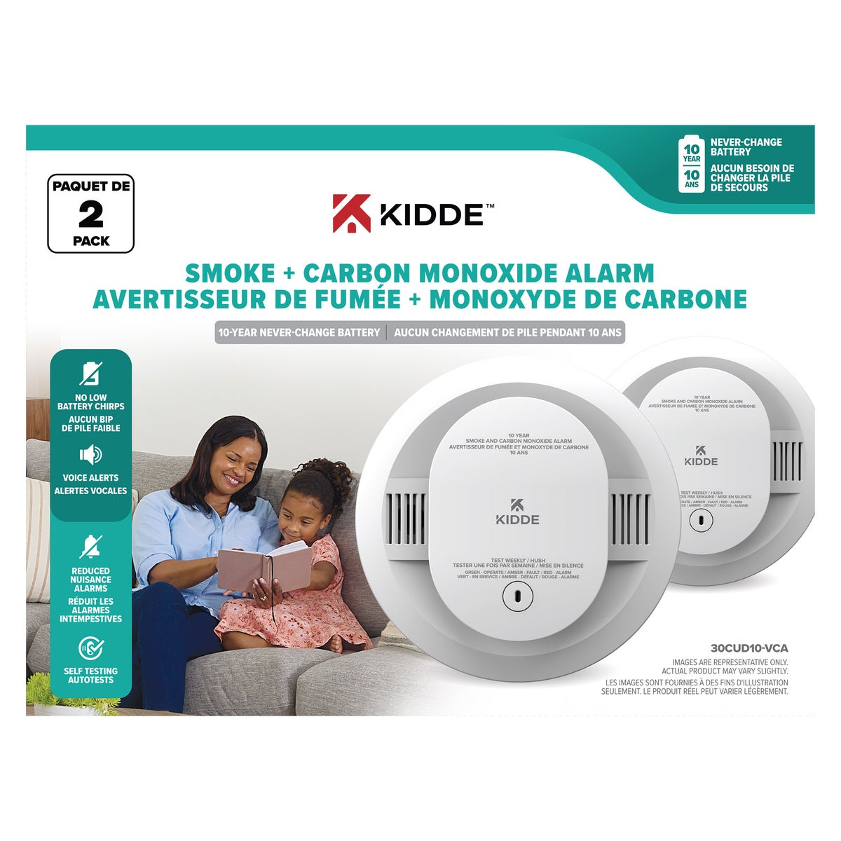 Kidde Battery Operated Smoke and Carbon Monoxide Alarm, 2-pack