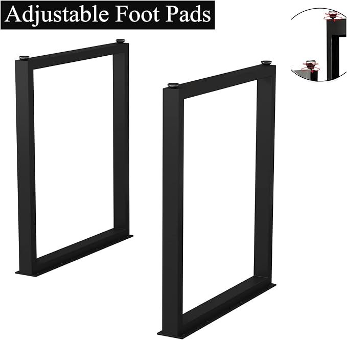 Metal Table Legs 28''Hight 24'' Wide Heavy Duty Furniture Legs, Modern Desk Legs Multiple Uses for Dinning Table Coffee Table (Rectangle Shape, 2pcs)-Black