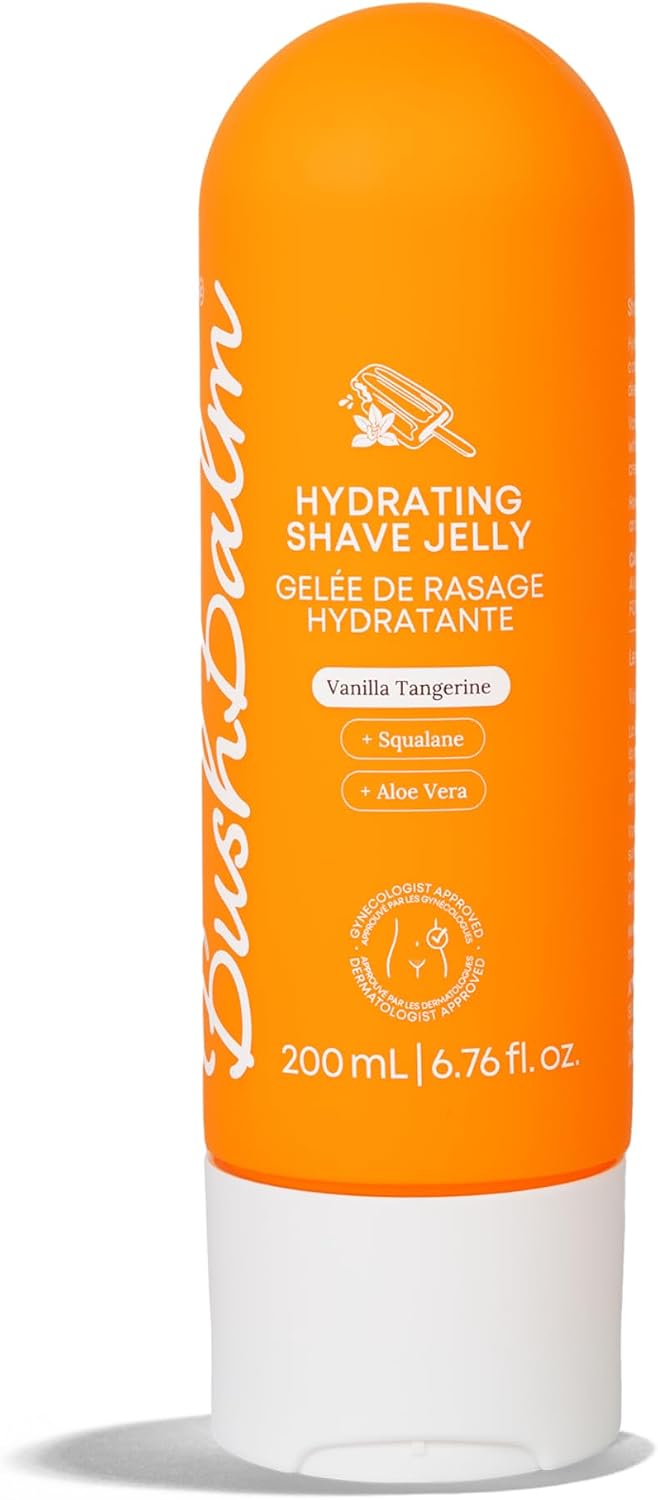 Bushbalm Hydrating Shave Jelly – Smooth and Hydrating Shaving Gel for Women - Squalane and Aloe Vera, Helps With Post Shave Redness – 200ml Vanilla Tangerine