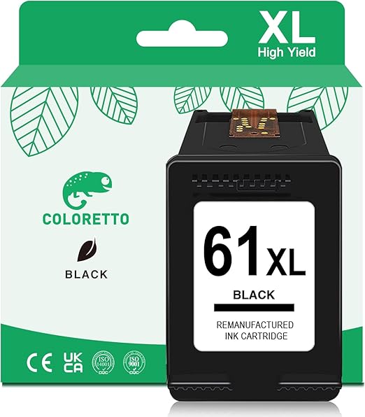 COLORETTO Remanufactured Ink Cartridge Replacement Compatible with HP 61XL to use with OfficeJet 4630 4635 Envy 4500 5530 5534 4502 Deskjet 2540 1010 1000 2541 3050A Printer 61 XL (1 Black)