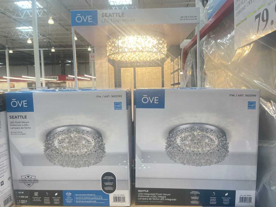 Ove Seattle LED Flush Mount 14 11n Chrome Crystal Accents