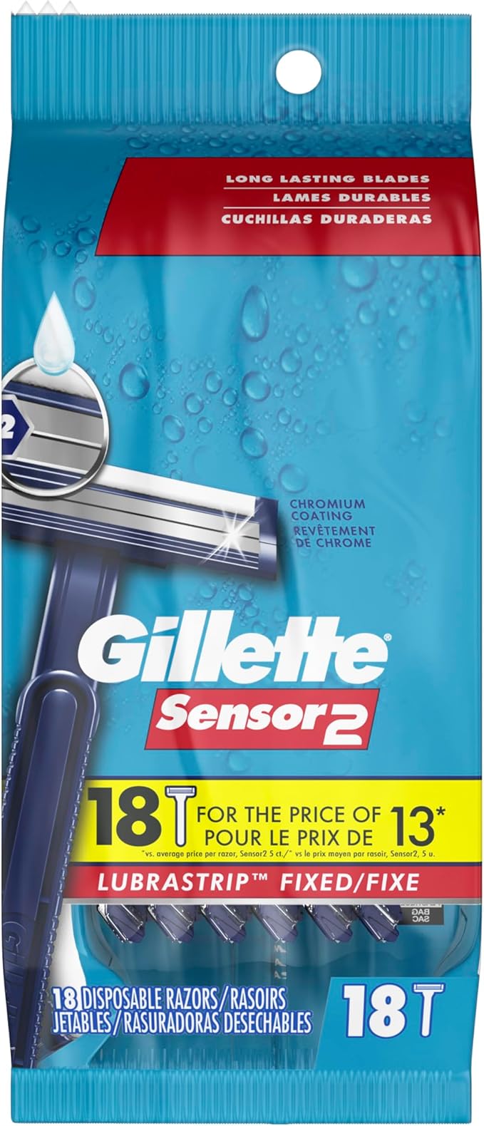Gillette Sensor2 Men's Disposable Razors, 18 count