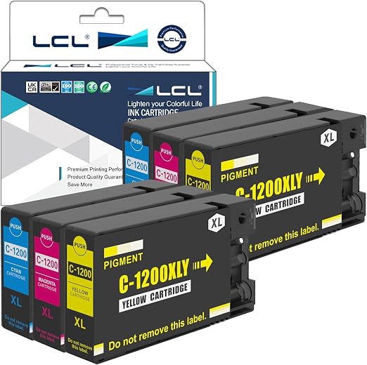 LCL Compatible Ink Cartridge for Canon PGI-1200 PGI-1200XL PGI-1200XLC PGI-1200XLM PGI-1200XLY (6-Pack 2Cyan 2Magenta 2Yellow) Pigment for Canon Maxify MB2720 MB2350 MB2320 MB2120 MB2050 MB2020