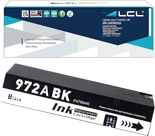 LCL 972A Ink Cartridge Replacement for HP 972A 972 F6T80AN 972X 3.5K for HP PageWide 352dw 377d,PageWide Pro 452dw 452dn 477dw 477dn 552dw 577dw/z,PageWide Managed P55250dw (1-Pack,Black)
