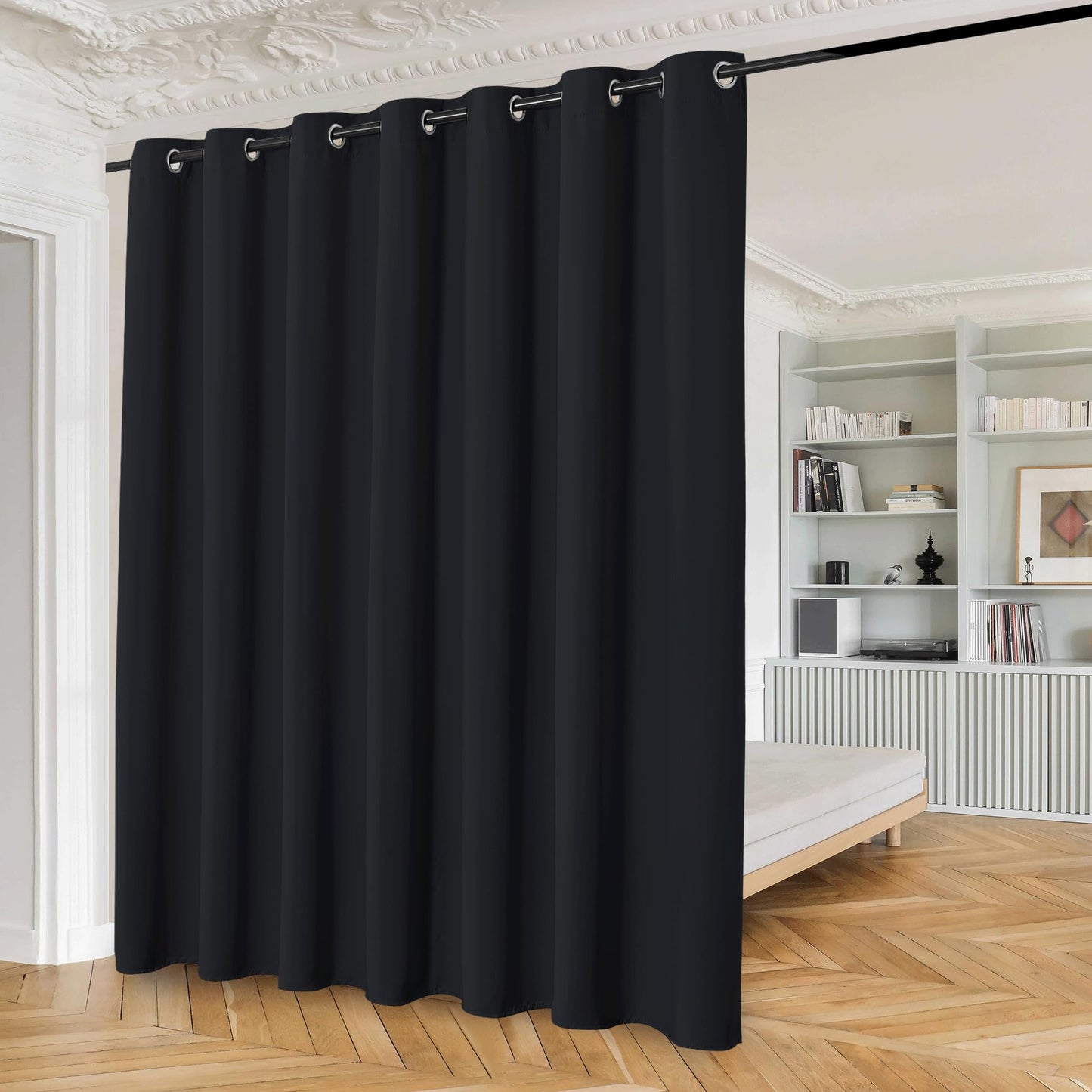 XWZO 100% Black Blackout Curtains 2 Panels for Bedroom with Tiebacks, W52 x L84
