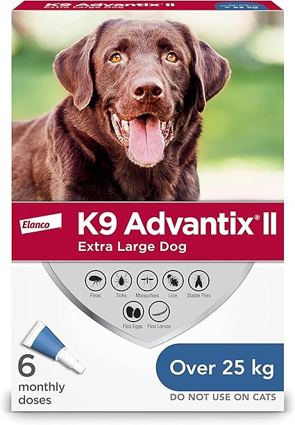 K9 Advantix II Flea and Tick Treatment for XL Dogs weighing over 25 kg -6 doses