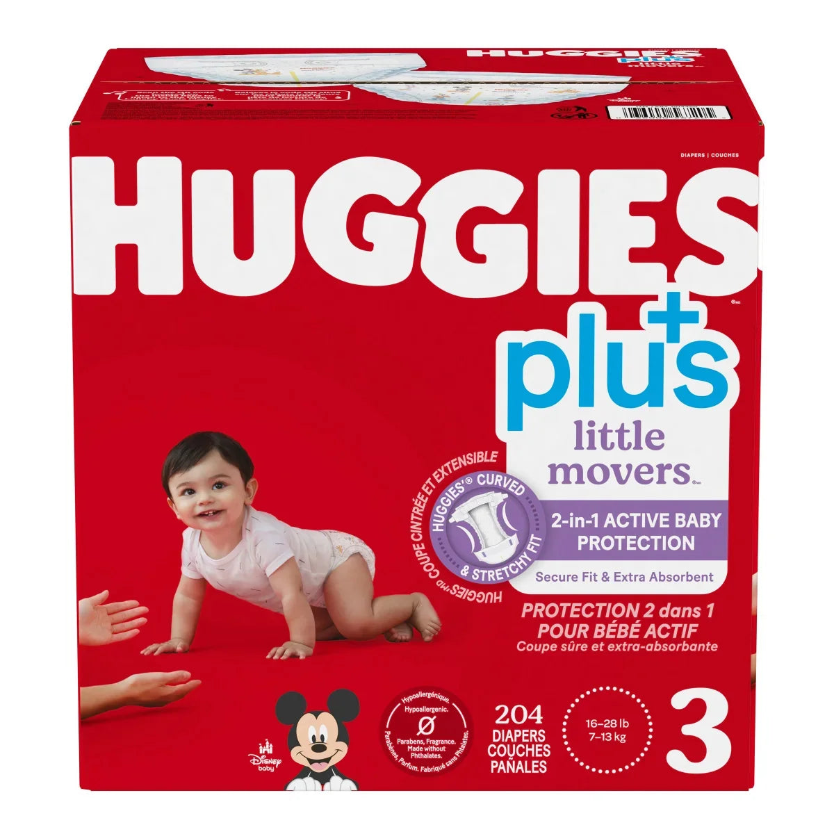 Huggies Little Movers Plus Diapers, Sizes 3, 204 ct