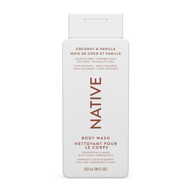 Native Natural Body Wash, Coconut & Vanilla, Sulfate Free, Paraben Free