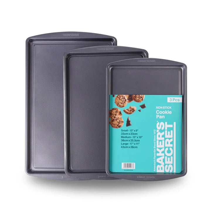 Bakers secret 3 piece set of baking sheets