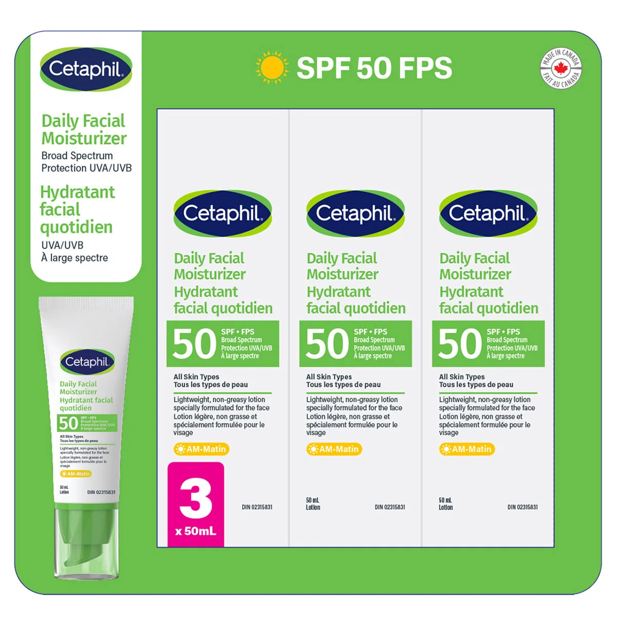 Cetaphil daily facial SPF 50 3 x 50 ml