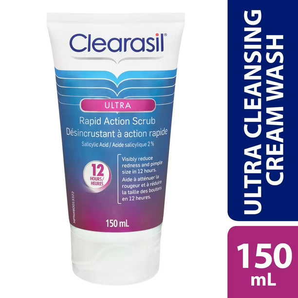 Clearasil Ultra Rapid Action Scrub, Acne Treatment, 150 mL