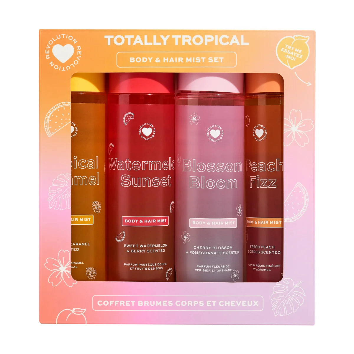 REVOLUTION BEAUTY BODY & HAIR MIST SET 4 x 236 mL