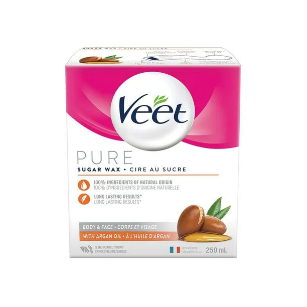 VEET Pure Sugar Wax Kit – Argan Oil, 250 mL