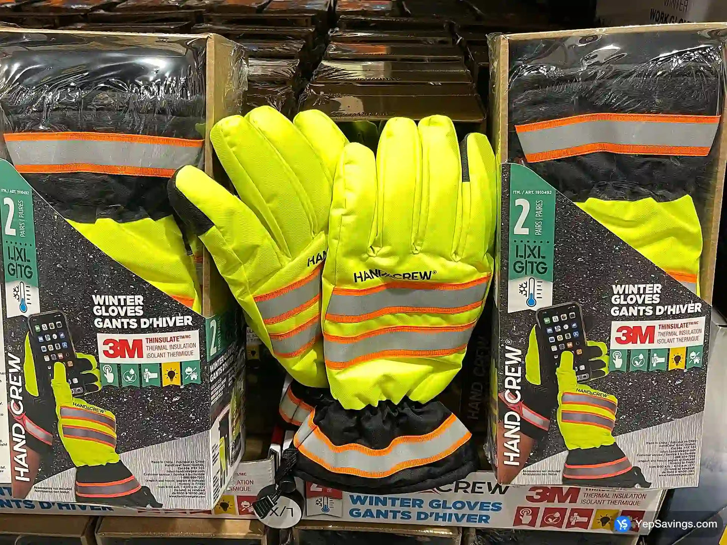 COSTCO HANDCREW HI - VIS GLOVE 2 PAIRS SIZE:XL