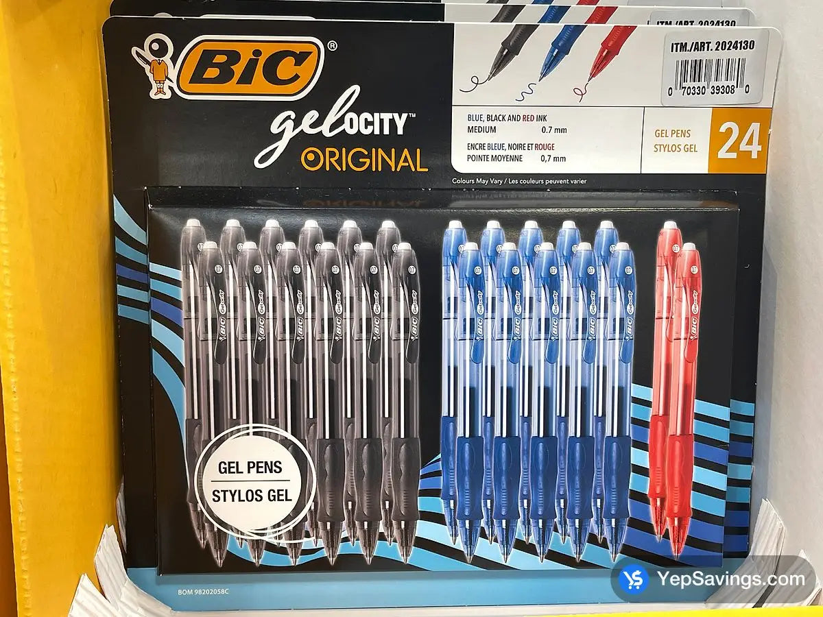 BIC Gel-ocity Black and Blue Gel Pens, 24-pack