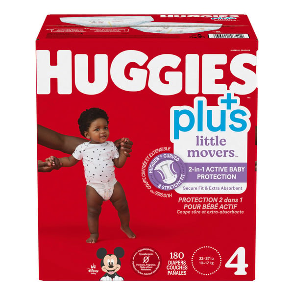 Huggies Little Movers Plus Diapers, Size 4, 180ct