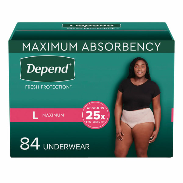 Depend Women's Maximum Absorbency Underwear, Large 84ct
