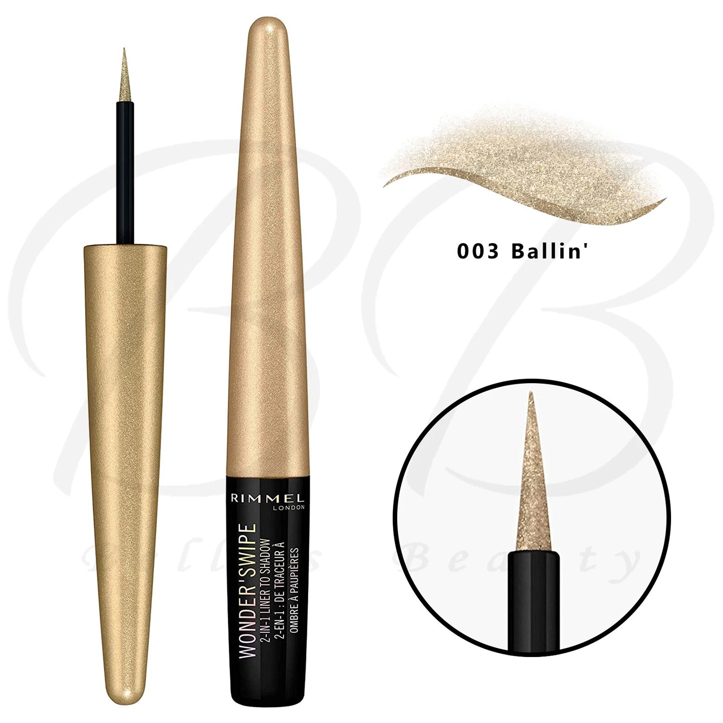 RIMMEL Wonder'Swipe 2-in-1 Glitter Metallic Liner To Shadow 1.7ml - 003 Ballin'