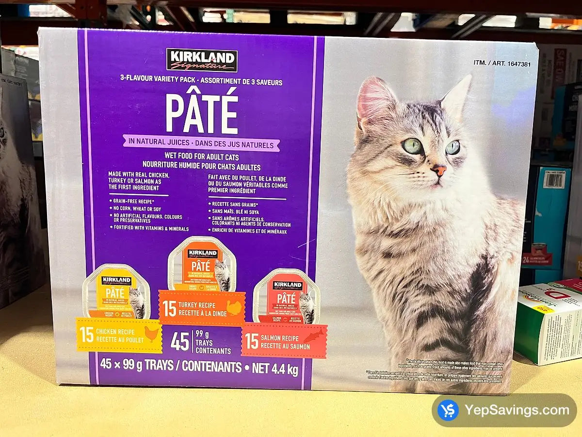 Kirkland Signature Wet Cat Food, Pate Variety Pack 45 x 99 g