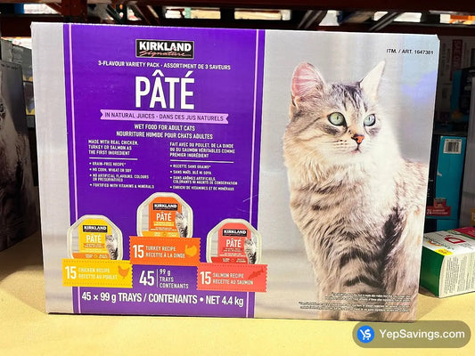 Kirkland Signature Wet Cat Food, Pate Variety Pack 45 x 99 g