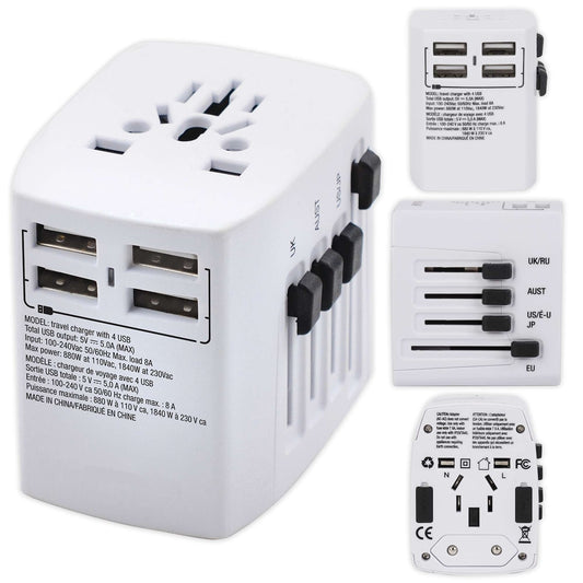 Quo Beauty Universal Travel Adaptor W/3 USB Port Type C