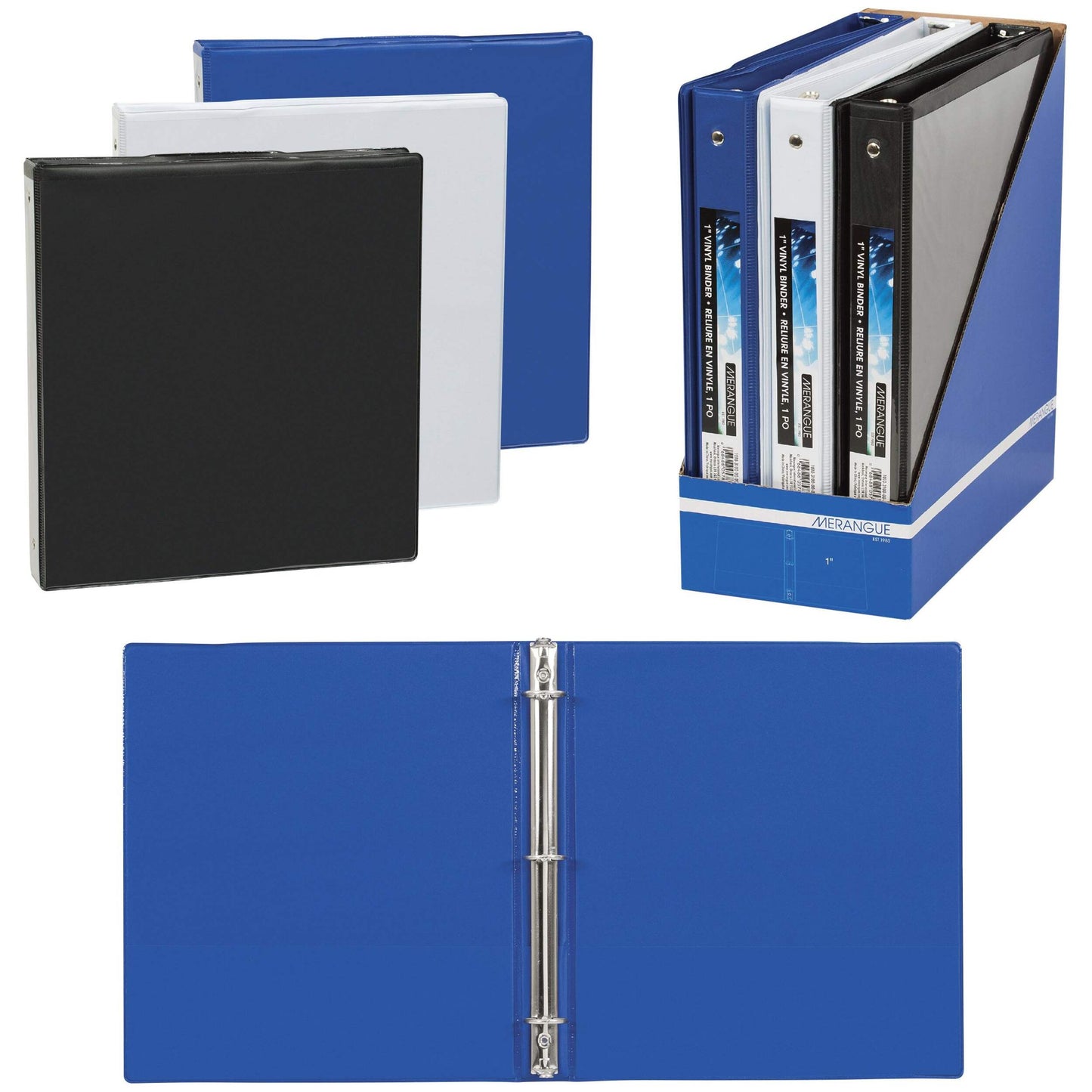 Merangue Vinyl View 3-Ring Binder, 1", Assorted Colours Pack of 4