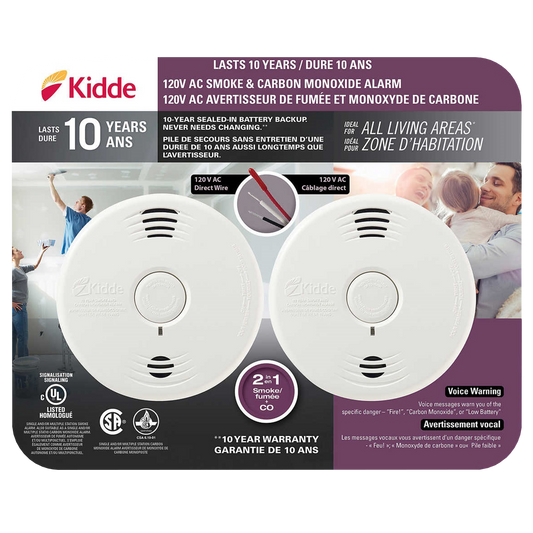 Kidde 120V AC Smoke Alarm & Carbon Monoxide Alarm (2 Pack)