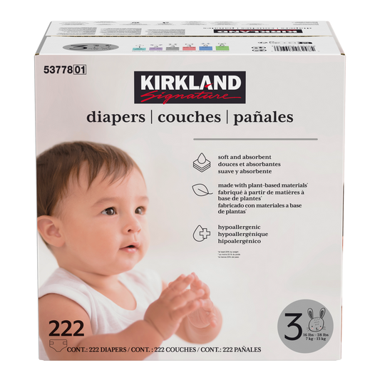 Kirkland Signature Diapers Size 3 ,222 count