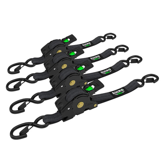 Rhino Usa Retractable 1x10 Ratchet Straps 4pk