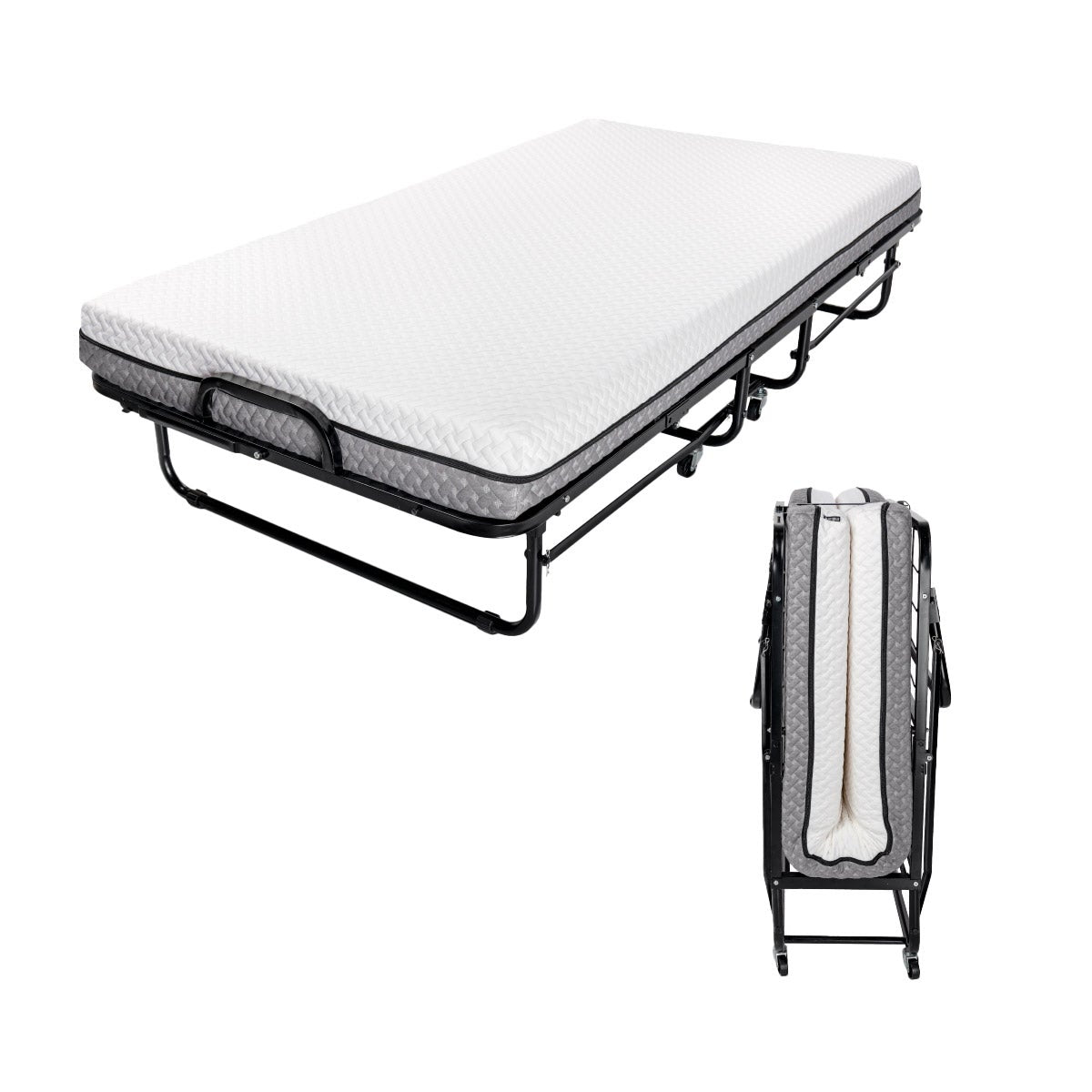 Milliard Diplomat Easy-Store Twin Folding Bed with Memory Foam Mattress