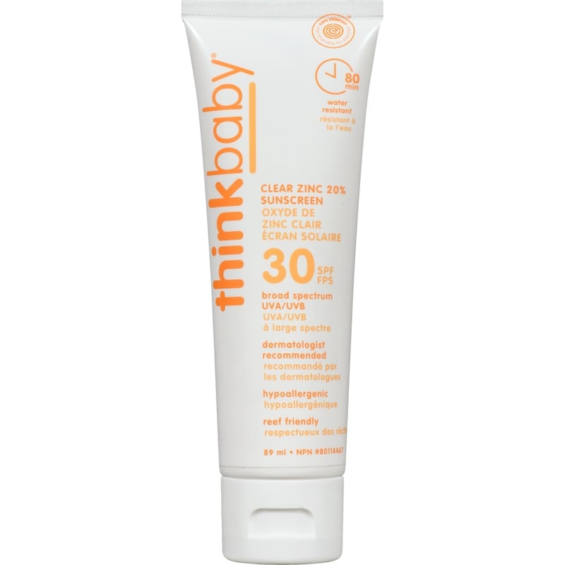 Thinkbaby Clear Zinc 20% Sunscreen Spf 30 89ml