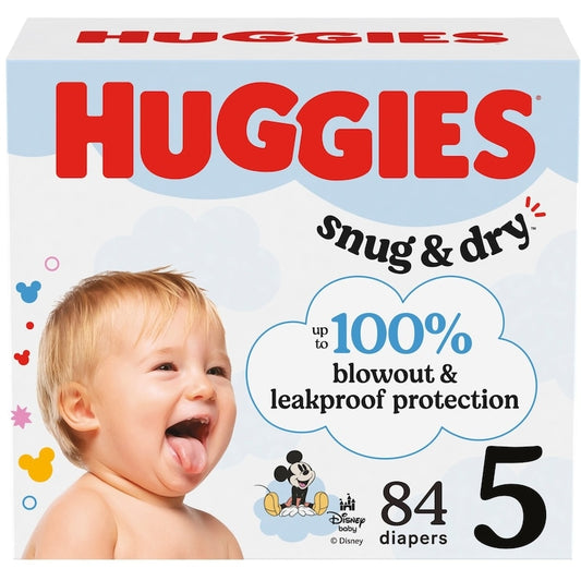 Huggies Snug & Dry Baby Diapers, Size 5 (27+ lbs), 84 Ct