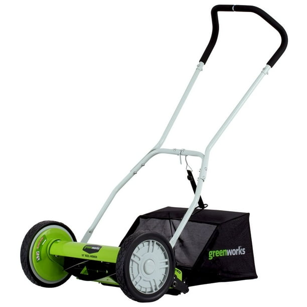 Greenworks 25052 16-Inch Reel Lawn Mower with Grass Catcher