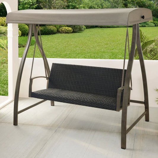 Agio Cameron Woven Patio Swing with Fabric Canopy
