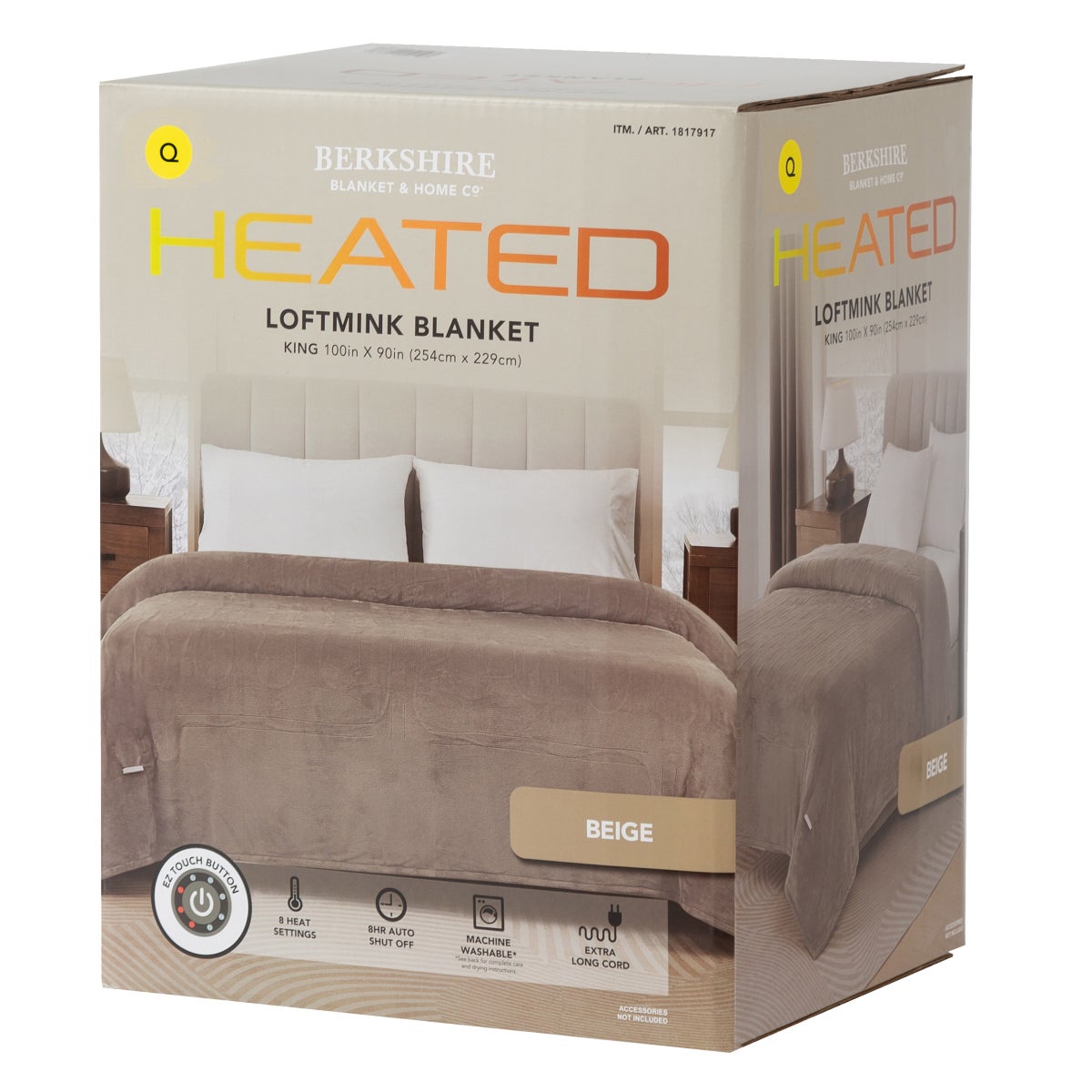 Berkshire Heated Loftmink blanket (Twin Navy Blue or Queen Grey)