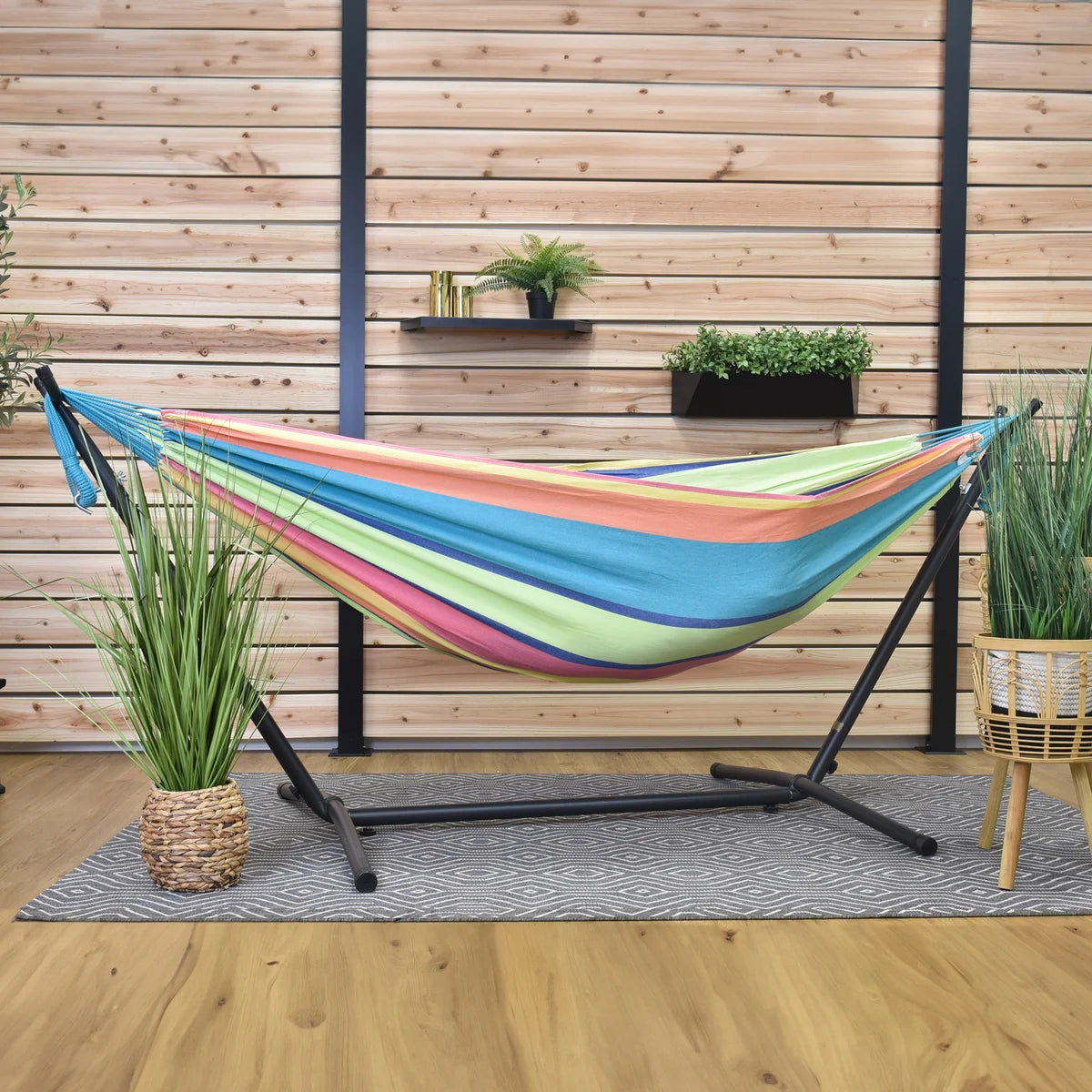Vivere Cotton Hammock with Steel Frame and Premium Carry Bag (9 ft)