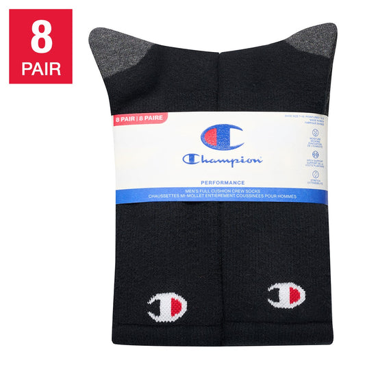 Champion Crew Socks 8pk Mens Sizes 7-12