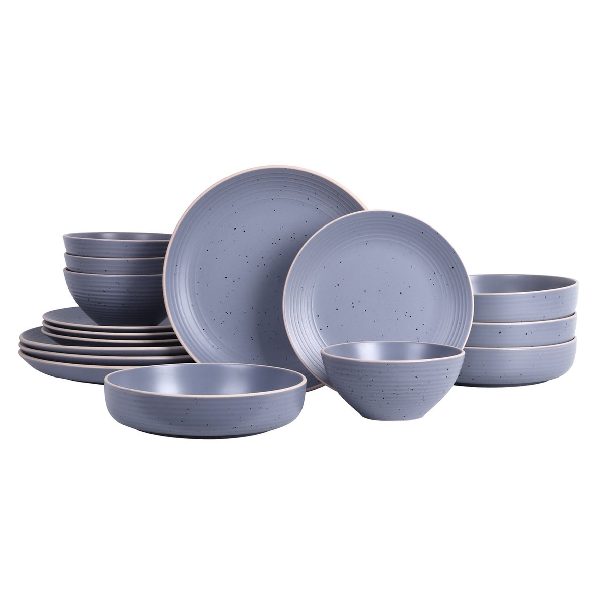 Stone Lain Lauren Stoneware Dinnerware, 16-pieces, light grey