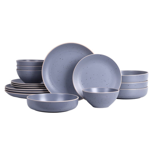 Stone Lain Lauren Stoneware Dinnerware, 16-pieces, light grey