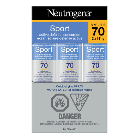 NEUTROGENA SPORT SPF 70 SUNSCREEN SPRAY 3 x 141 g