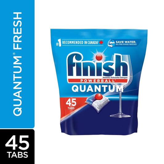 Finish® Quantum® Dishwasher Detergent Pods, No pre sinse needed, For Deep clean & sparkling shine, 45 Tabs