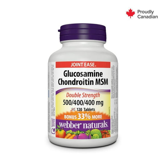 Webber Naturals® Glucosamine Chondroitin MSM Double Strength, 500/400/400 mg, 120 Tablets