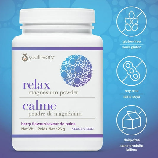 Youtheory Relax Magnesium Powder Berry Flavour, 126 g