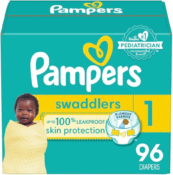 Pampers Swaddlers Newborn Diaper Size 1 , 96 Count
