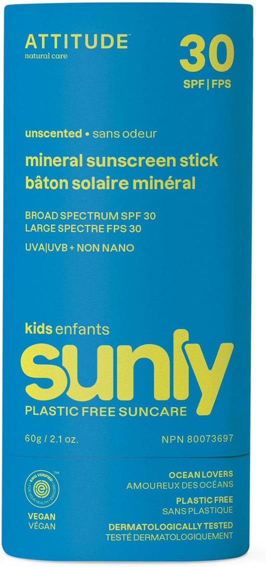 ATTITUDE Mineral Sunscreen Stick for Kids, SPF 30
