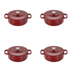 Combekk Enameled Mini Cast Iron Dutch Oven, 8-pieces - Red